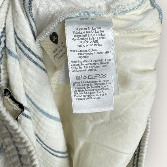 Madewell Untailored Wide-Leg Crop Pant | XXS | White Blue Striped Summer Pants - Picture 4 of 14